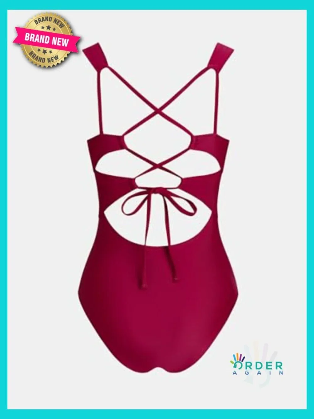 Sweetheart Neck One Piece Swimsuit Crisscross Back Wide Straps Self Tie